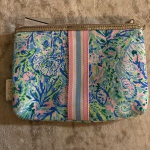 Floral Print Clutch with Pink Accents